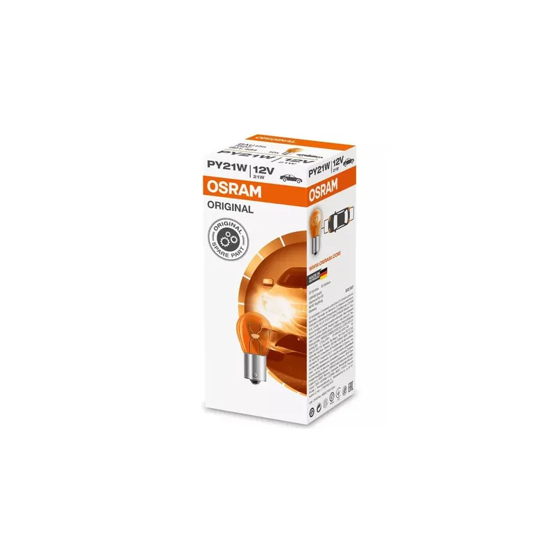 Bombilla OSRAM ORIGINAL PY21W ámbar BAU15s 12V – Caja 10 unidades - Osram Automoción Alta Calidad