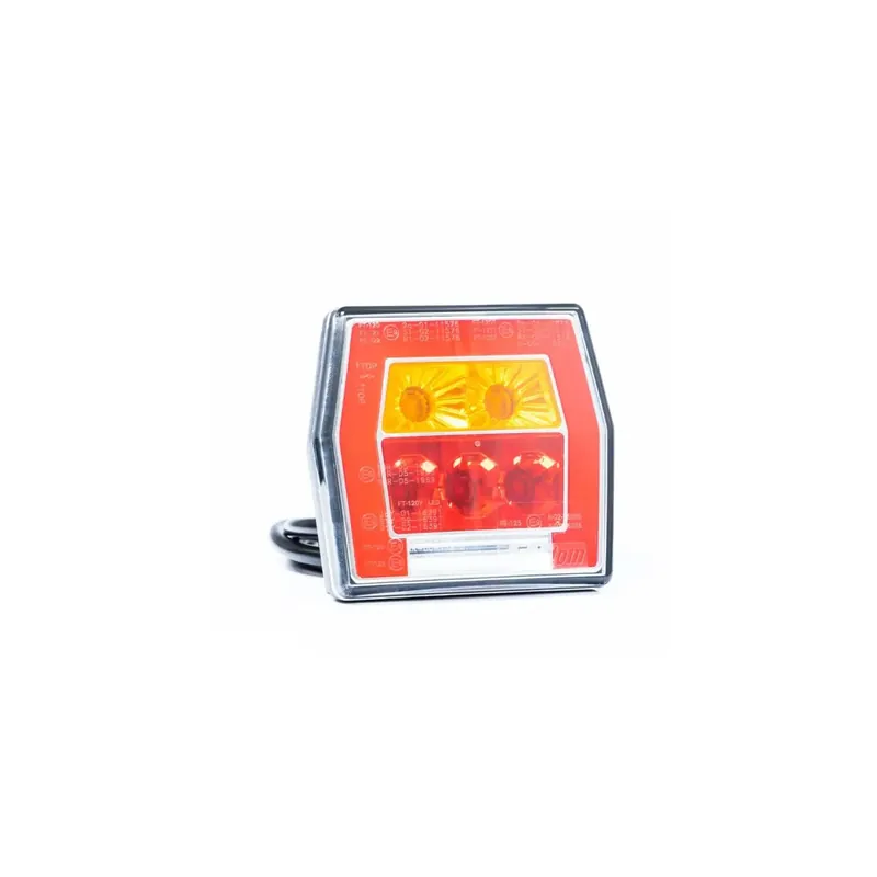 Directo De Fábrica Piloto trasero LED con luz de matrícula FT-122 T cable 1 m, 4 func. 12–36V, difusor rojo stop, E9 S1 R1 L 2a - Fristom