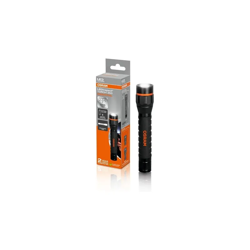 Lámapara de mano LEDinspect TORCH 350Lm ESSENTIAL, alto rendimiento IP44, 3 modos de luz  - Osram Automoción Pago Seguro