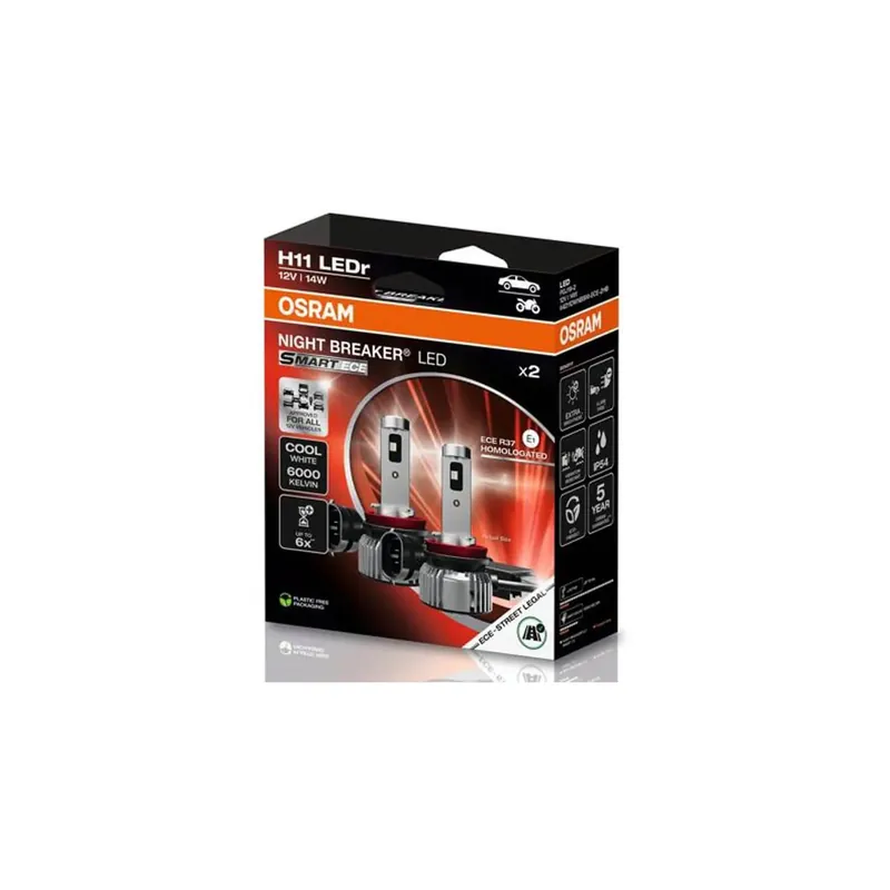 Compra Hoy Kit 2 Bombillas LED H11 OSRAM NIGHT BREAKER SMART ECE 12V 6000K Blanco Frío Homologadas 64211DWNBSM-ECE - Osram Automoción