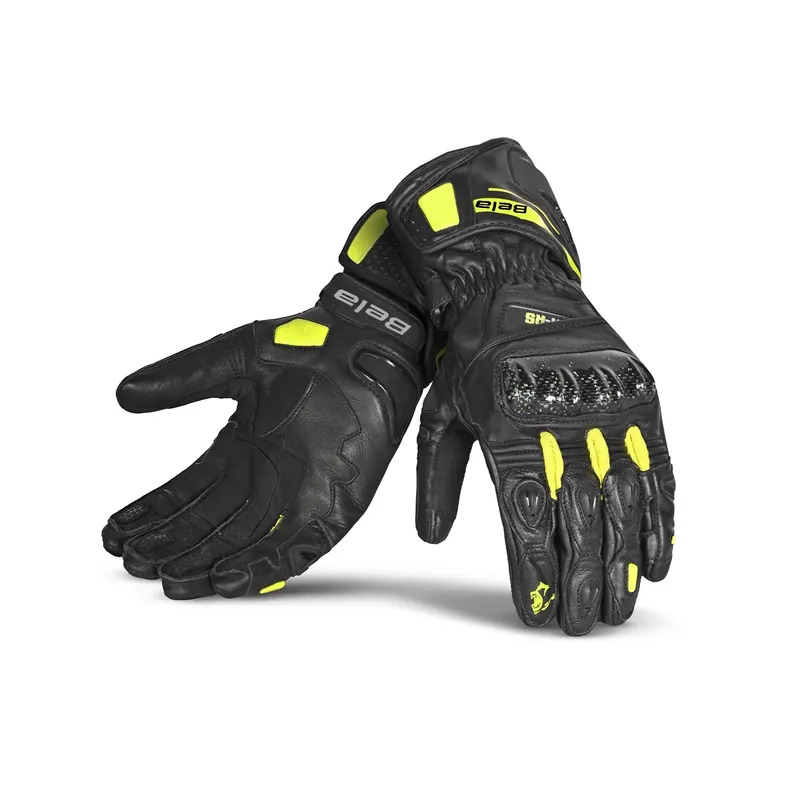 Novedad BELA VENOM RS RACING MAN GUANTES DE MOTO PIEL NEGRO AMARILLO FLUO L