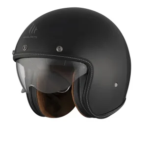 Bestseller MT LE MANS 2 SV S SOLID A1 Casco Abierto Para Moto Negro Brillante S