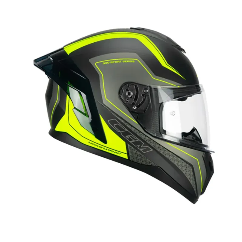 Novedad CGM 330G RIOT SPORT Integral Casco Negro Fluo Amarillo Mate XS