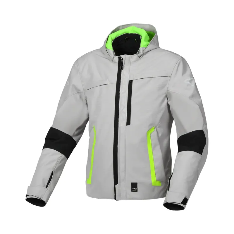 MACNA RIGGOR Hombre Textil Moto Impermeable Chaqueta Gris Amarillo Fluo S Disponible Ahora