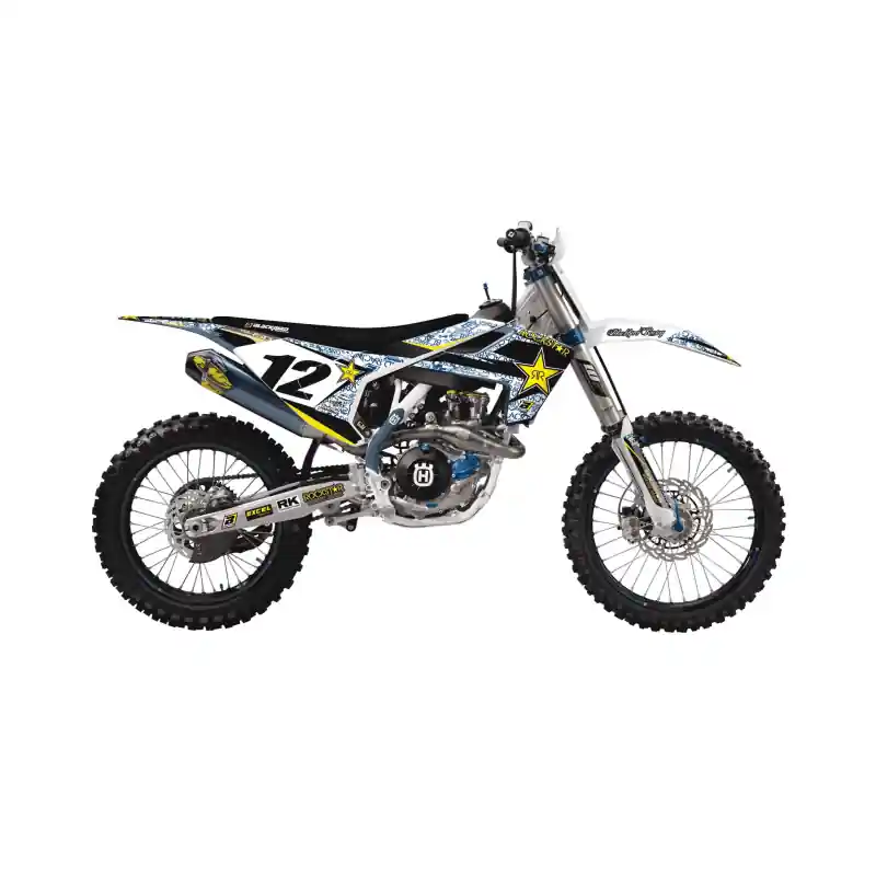 Kit Adhesivos Blackbird Rockstar Energy con Funda de Asiento Husqvarna FC/TC 16-18 FE/TE 17-19 Marca Reconocida